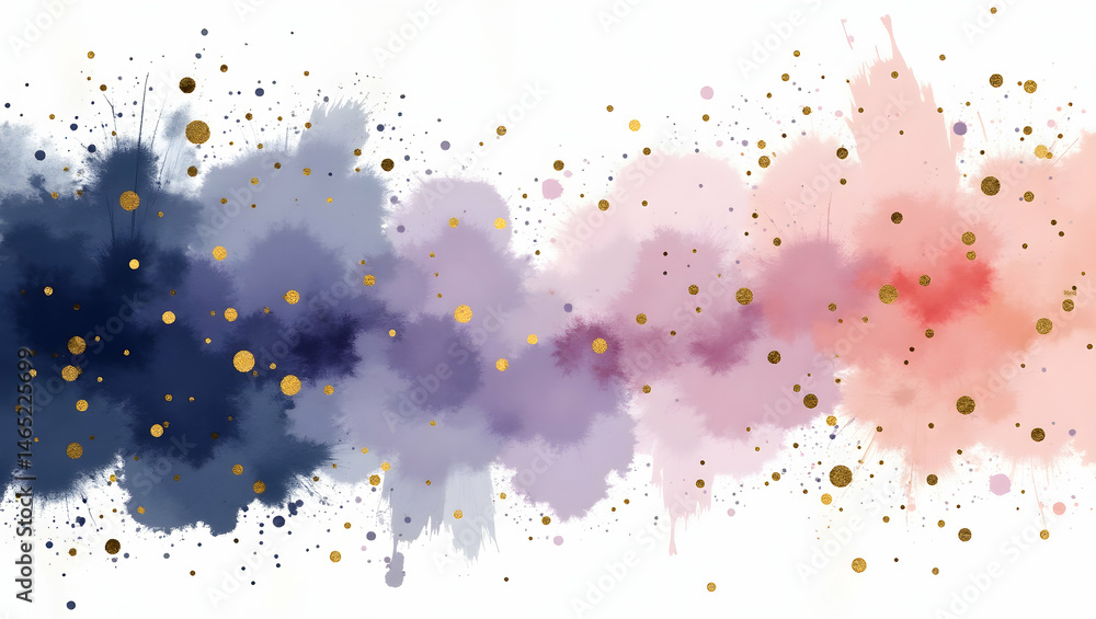 Poster elegant watercolor gradient with gold accents, a soft texture background for creative projects and v