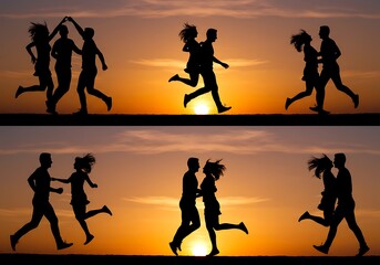 Sunset Serenade of Joyful Leaps AI Generated
