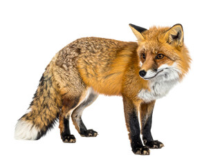 Fototapeta premium Alert Red Fox on Transparent Background