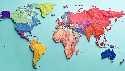 Mapa del mundo de papel arrugado de colores pastel