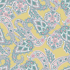 Trendy ethnic-style vector paisley pattern. Seamless Fashionable vector template for any design projects