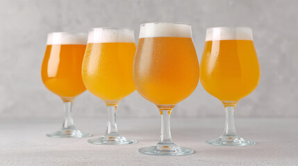 Effervescent golden ales in dewy tulip glasses, celebrating the mystical magic of Oktoberfest and International Beer Day reverie