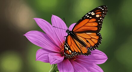 Orange Butterfly on Purple Flower