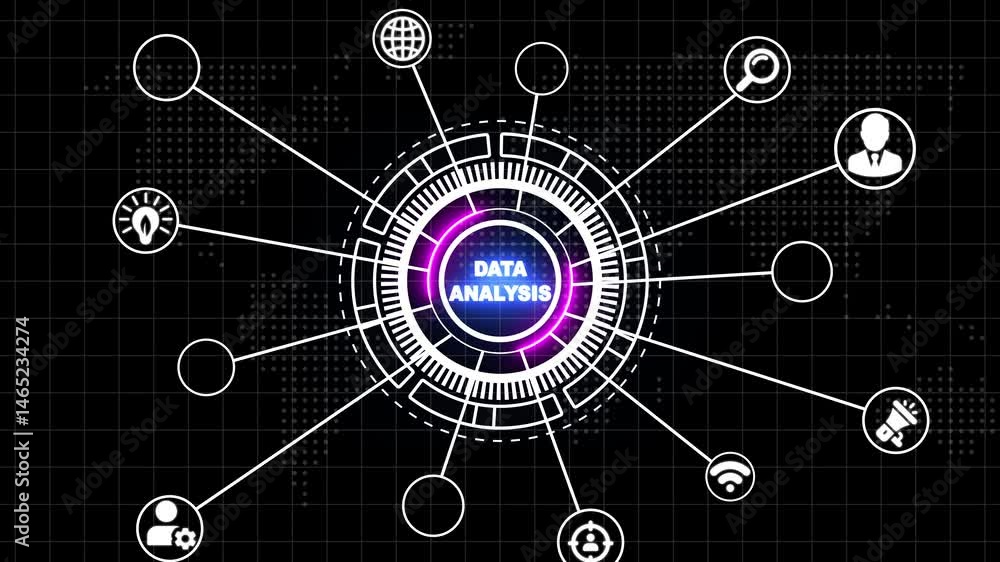 Poster data analysis for business and finance concept animated. information report for digital business str