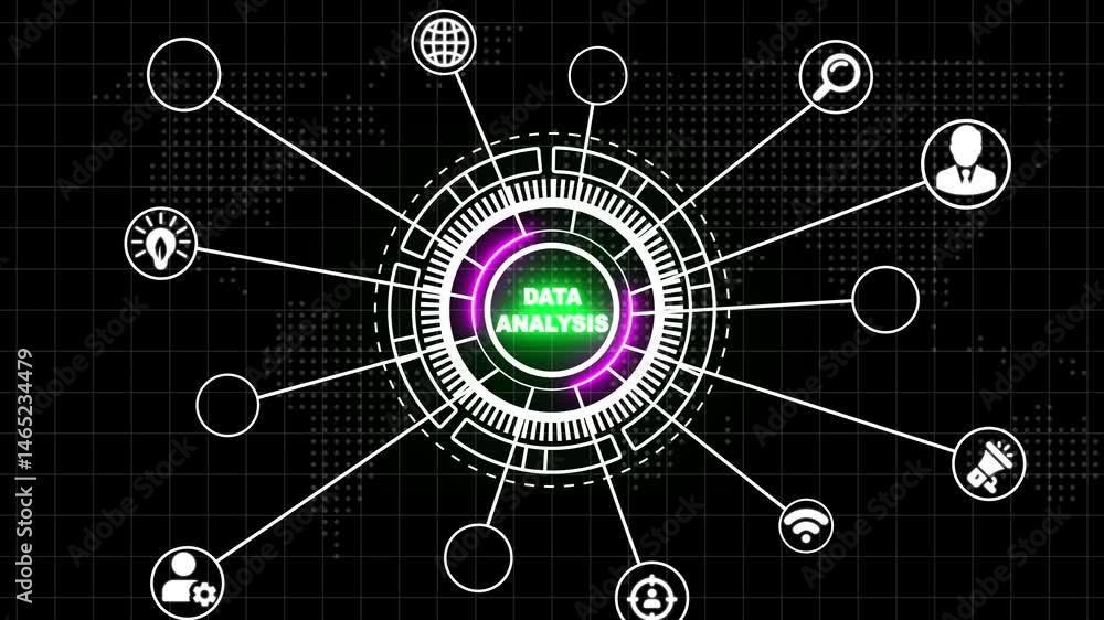 Poster data analysis for business and finance concept animated. information report for digital business str
