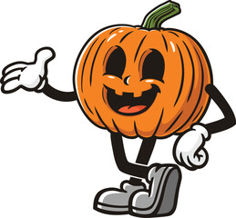 Cartoon carved pumpkin character relaxing