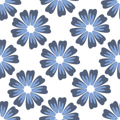 Cute floral pattern. Seamless vector pattern. Elegant template for fashion prints. Small pink and blue flowers for folk print. White background. Stock vector