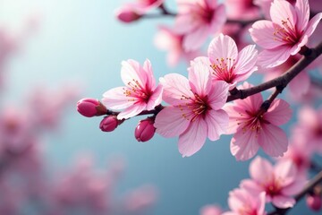 Obraz premium Intricate sakura branch pattern, full bloom, vibrant color, sakura branch, blossom, art