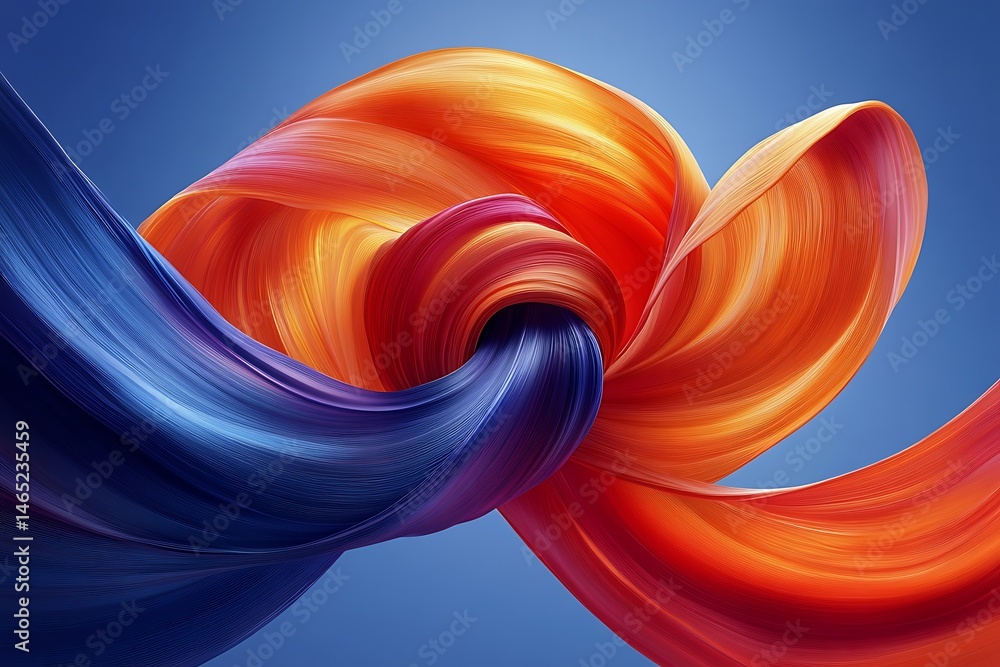 Aufkleber dynamic abstract form with vibrant colors and flowing lines.