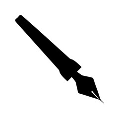 Illustration of a black ink pen drawing writing tool stationery art design graphic vector image, tool
