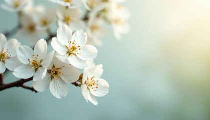 Obraz premium Delicate white blossoms on a pristine background , nature, soft