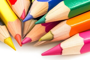 Closeup Colorful Pencils Art Supplies Background