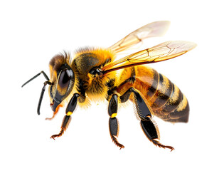 Detailed Honeybee on Transparent Background