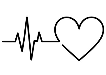Heartbeat line inside heart vector icon

