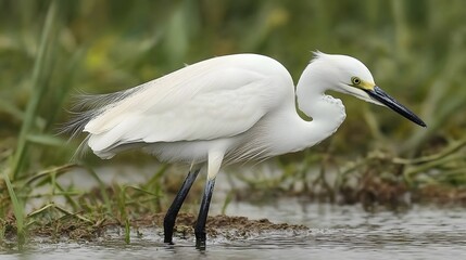 Elegant Little Egret Bird in Wetland Habitat