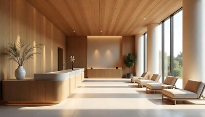 Reception of wellness spa architecture furniture building , created with generative ai