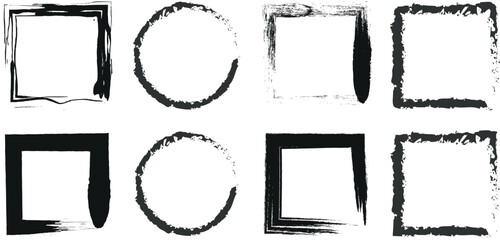 Vector Ink Brush Lines: Grungy Strokes, Hand-Drawn Circles, Borders, and Textured Frames