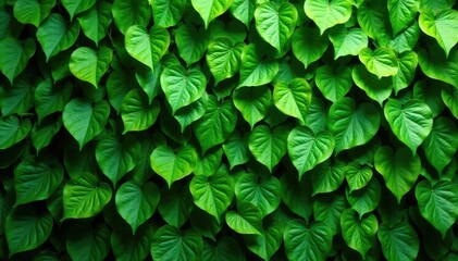 Fototapeta premium Intricate green wall leaves, lush and vibrant, covering a surface , leaf pattern, background