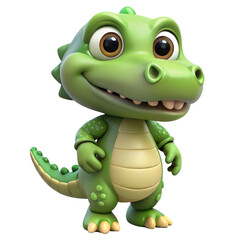 Fototapeta premium Playful 3D Cartoon Crocodile – Cute Stylized Reptile Character for Kids & Fun Projects