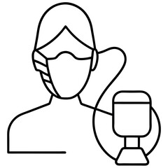 Breathing treatment device in line art – simple black outline of nebulizer