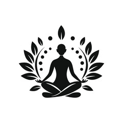 a minimalist black yoga logo featuring vector art silhouette