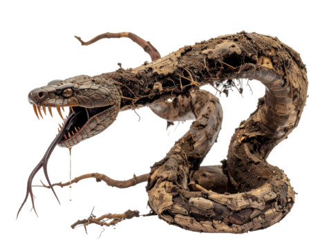 Bark Serpent Mythical Creature Dark Fantasy Art