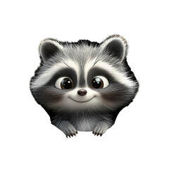 Obraz premium A Cartoon Raccoon Peeking Out of a Hollow Log Isolated on Transparent Background