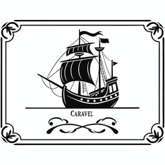 A vintage sailboat with a white sail glides across the blue ocean, a nautical vessel evoking travel and marine art