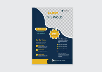 Vacation travel flyer design template. flyer design & brochure cover page template for travel agency
