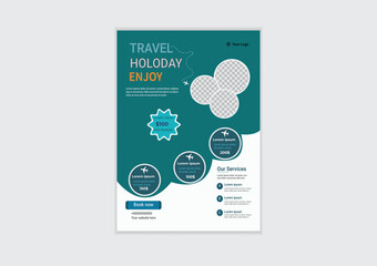 Vacation travel flyer design template. flyer design & brochure cover page template for travel agency