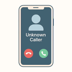 Phone screen with unknown caller and incoming call options