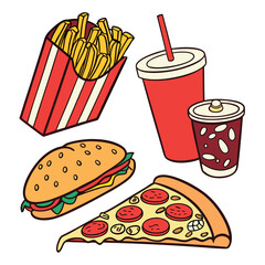 fast food items set of realistic design vector .eps