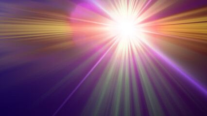 The star burst with brilliance, glow bright star, purple glowing light burst on a black background