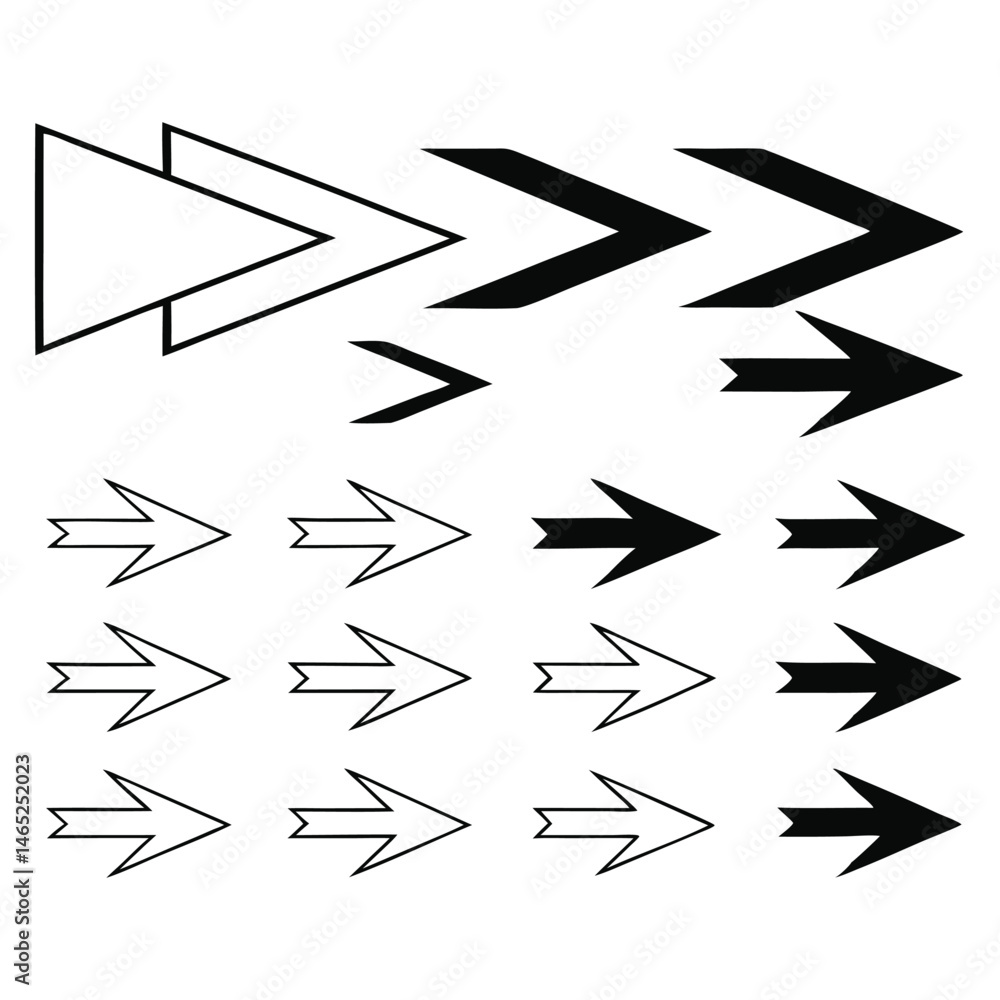 Poster a vector set of black arrow icons provides various direction symbols for web design and business con
