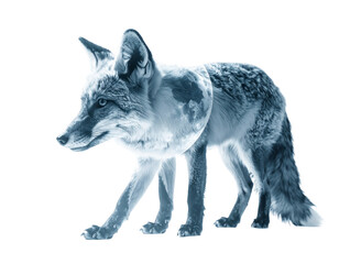 Obraz premium Ethereal Blue Fox on Transparent Background