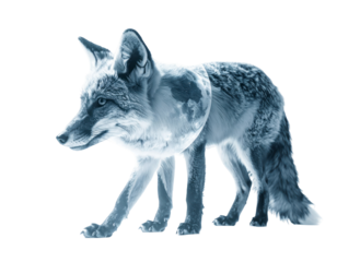 Ethereal Blue Fox on Transparent Background