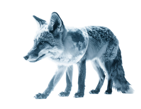 Ethereal Blue Fox on Transparent Background - Powered by Adobe