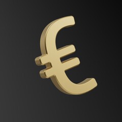 Euro. Euro money sign. 3d illustration. Euro gold coin. Currency. Finance