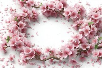 pink cherry blossom on white