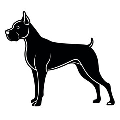 Black and White Boxer Dog Silhouette