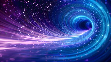 Obraz premium A captivating digital - art image of a swirling cosmic tunnel. It features a blend of blue and purple hues with sparkling particles, evoking a sense of other - worldly depth and wonder. 