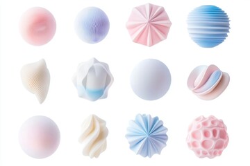 Abstract Pastel Shapes Collection Three Dimensional Renderings