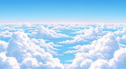 Fototapeta premium Above the Clouds: Serene Sky and Fluffy Cumulus Cloudscape
