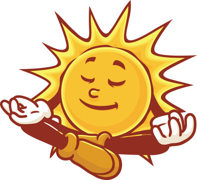 recommend clip art: Cartoon character sun is meditating