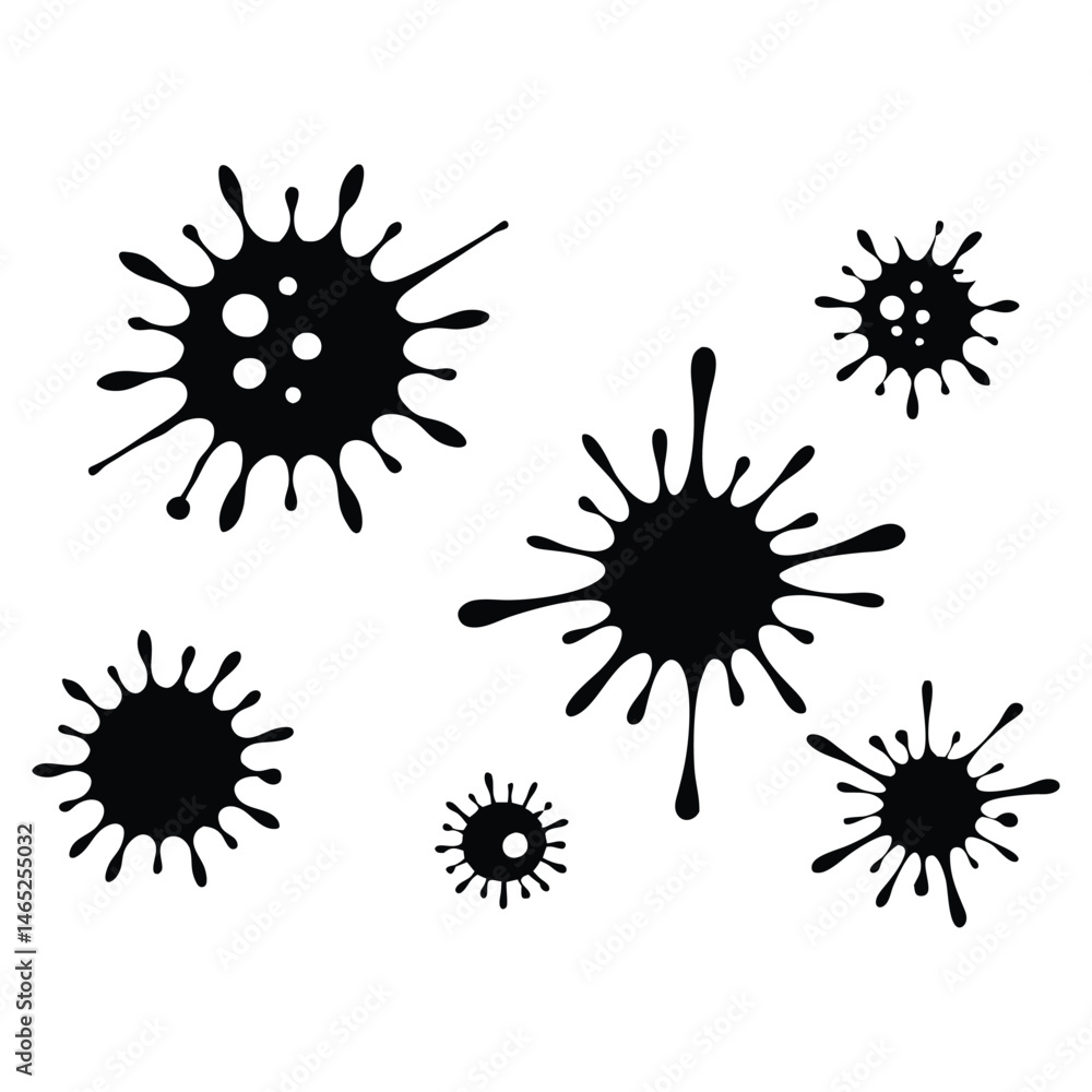 Poster a vector set of black ink blots splashes with a paint-like design element