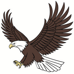 vector cartoon bald eagle with solid white . eps