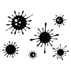 A vector set of black ink blots splashes with a paint-like design element