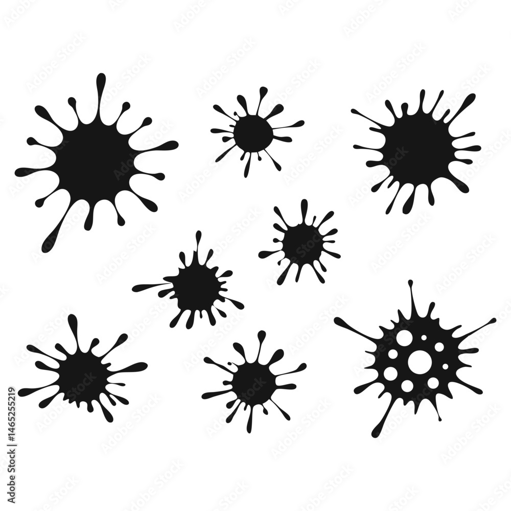 Poster a vector set of black ink splashes and blots offers a colorful splatter design element
