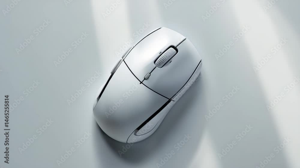 Aufkleber aerial view of a computer mouse placed on a white background.