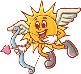 Cartoon character sun is becoming cupid